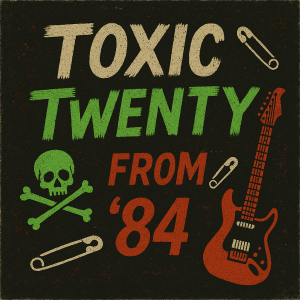 Toxic Twenty 1984 playlist cover – LP-style artwork with punk-inspired visual design
