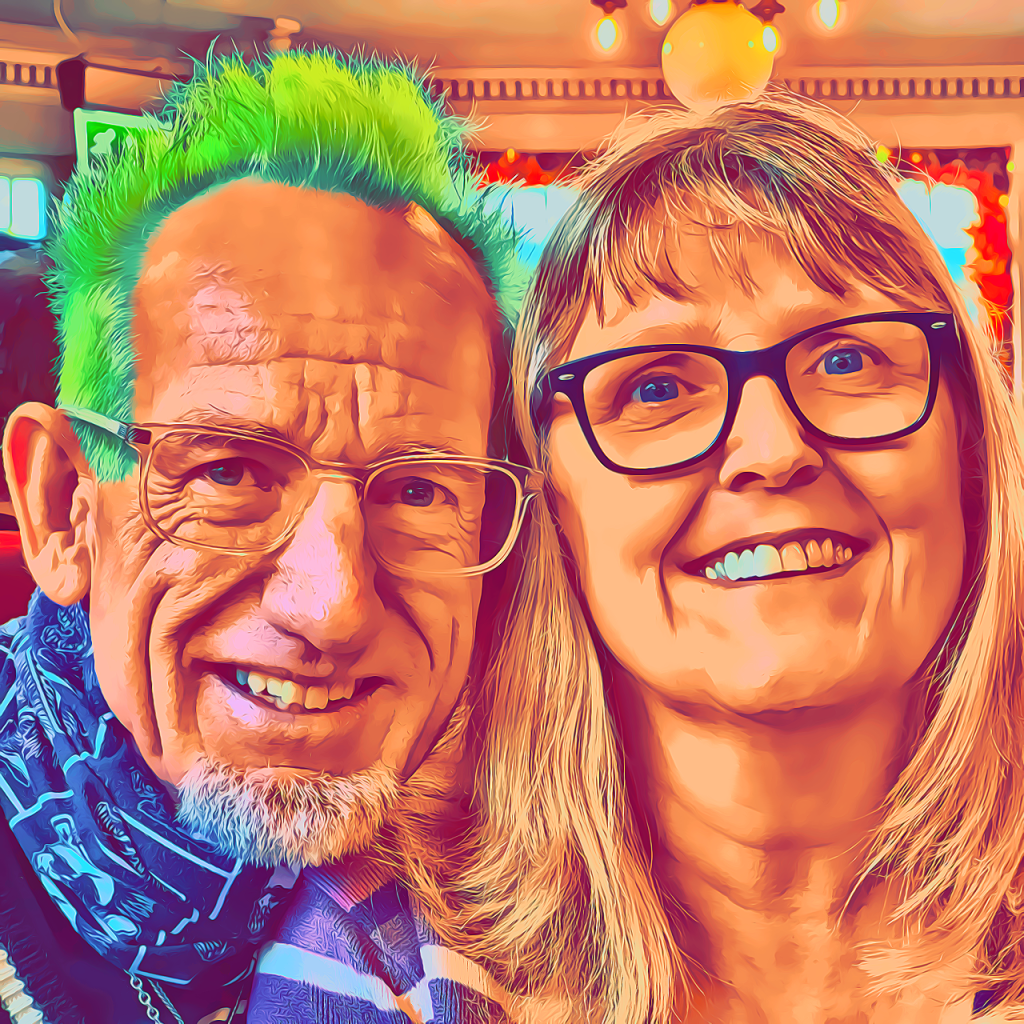 Dave the Punk with green hair, out with Polly