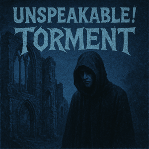 Album cover for Unspeakable!’s unreleased goth-punk album Torment, featuring a distorted