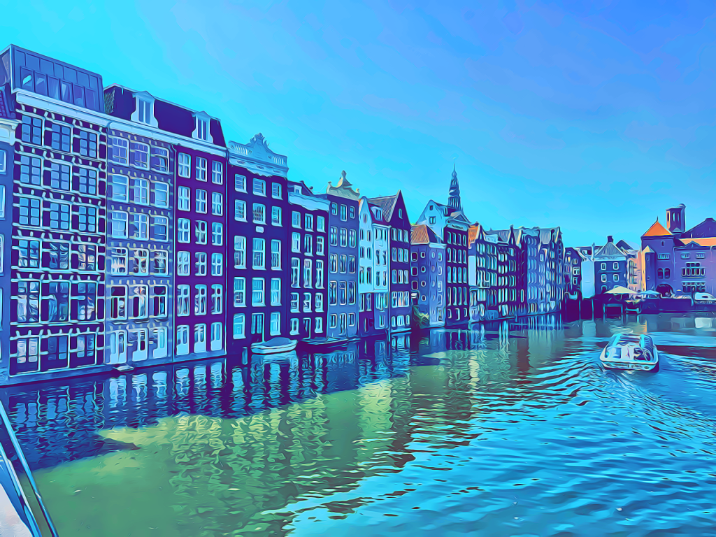 Typical Amsterdam canal view