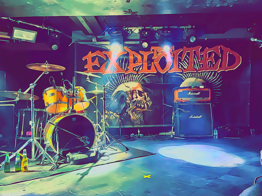 Empty stage set for The Exploited