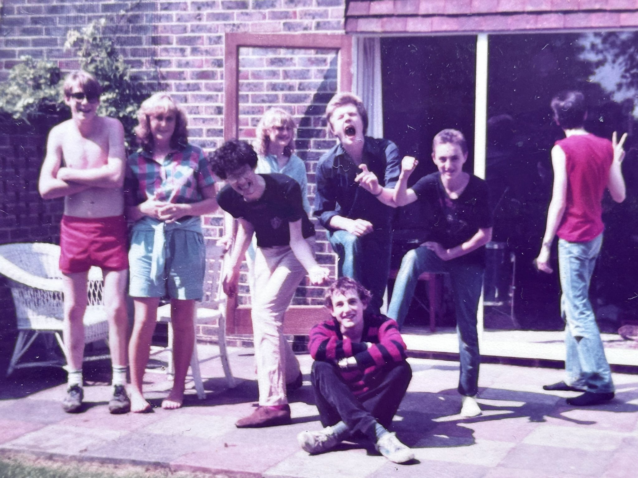 Esprit de Corpse with friends in Luke’s garden, early 1980s
