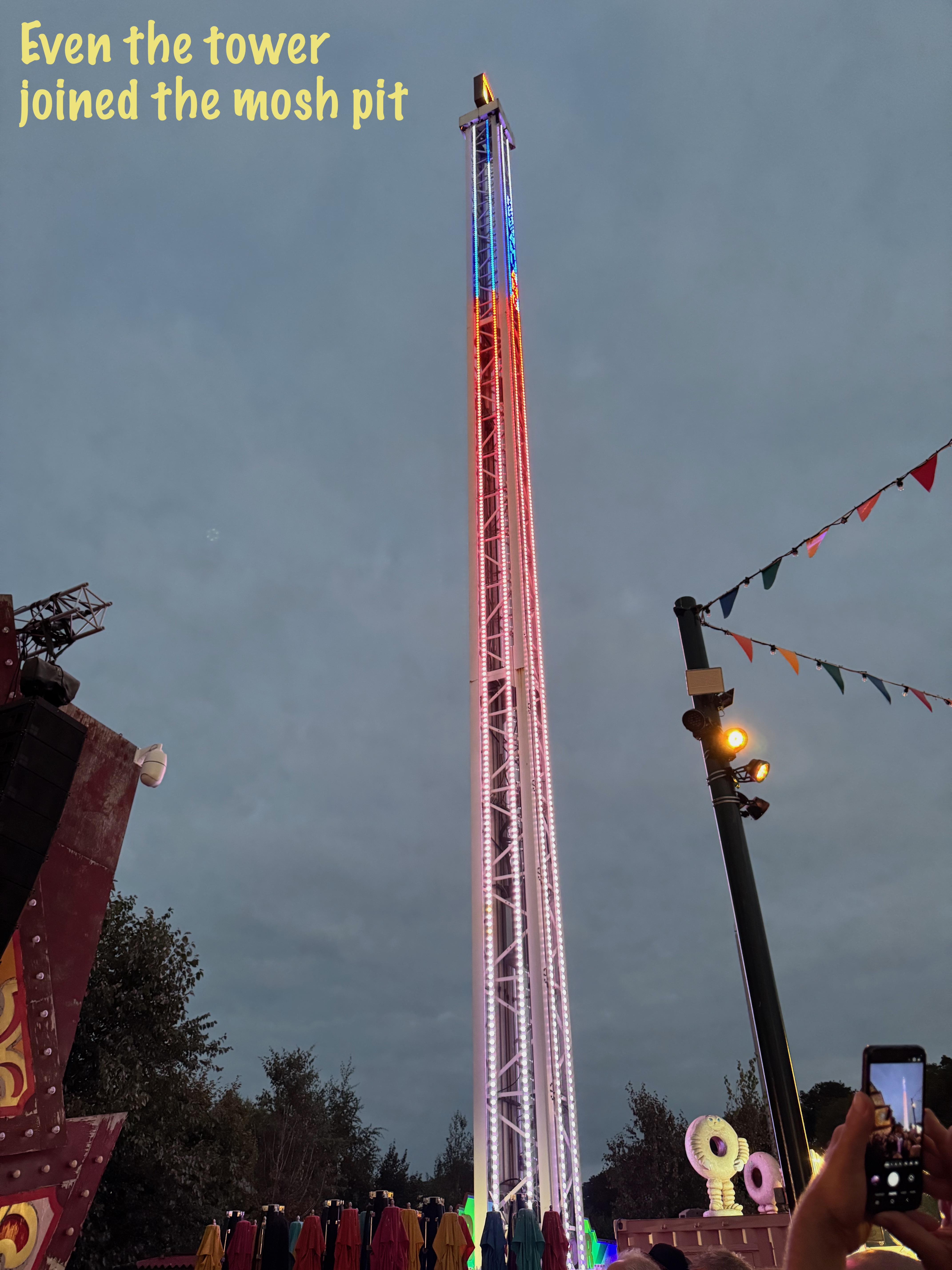 Margate gig tower lights flashing in time with the music