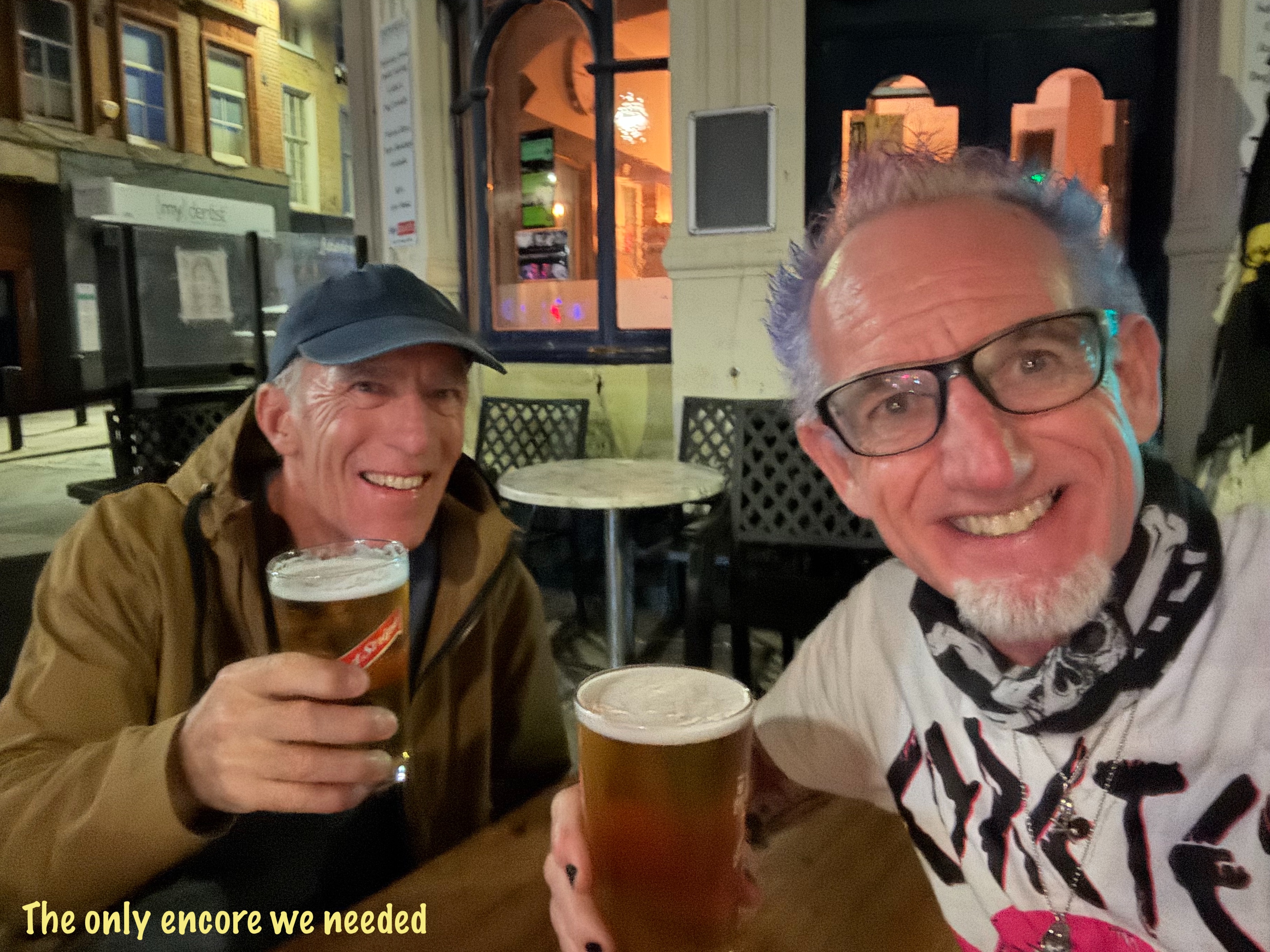 Celebratory pint after the Sex Pistols gig in Margate